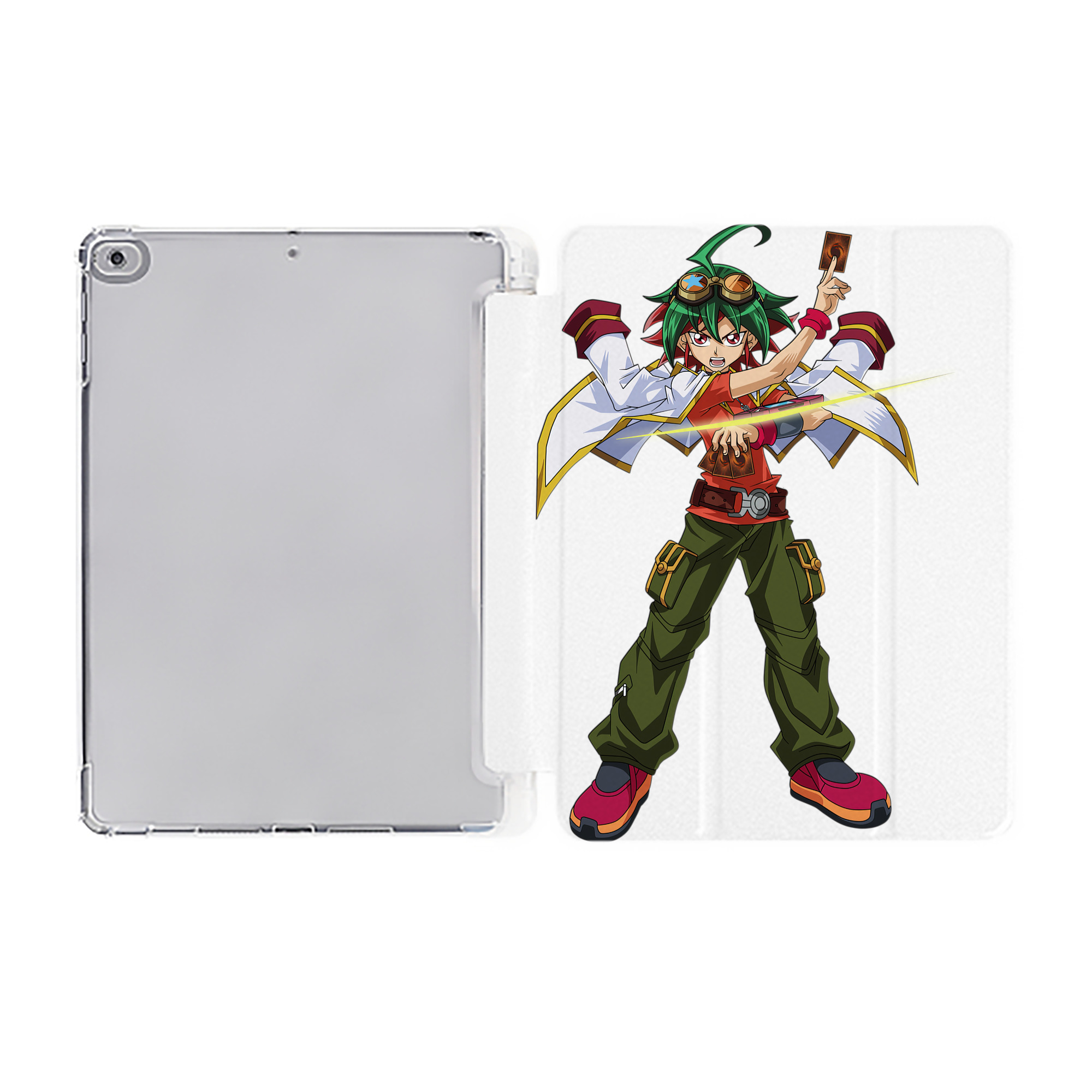 （画像用） 遊☆戯☆王 Yu-Gi-Oh! IPad ケース ペン収納付き 三つ折りスタンド PUレザー×シリコン 対応機種9.5/10.5/10.9インチ